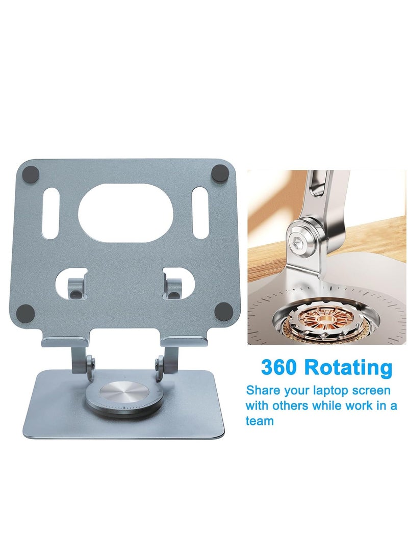Generic - Foldable Adjustable Tablet Stand, 360 Degree Rotation, Comfortable iPad Tablet, Aluminum Elevated Table for 5-12 Inch Mobile Phone Screen, Silver - Image 1