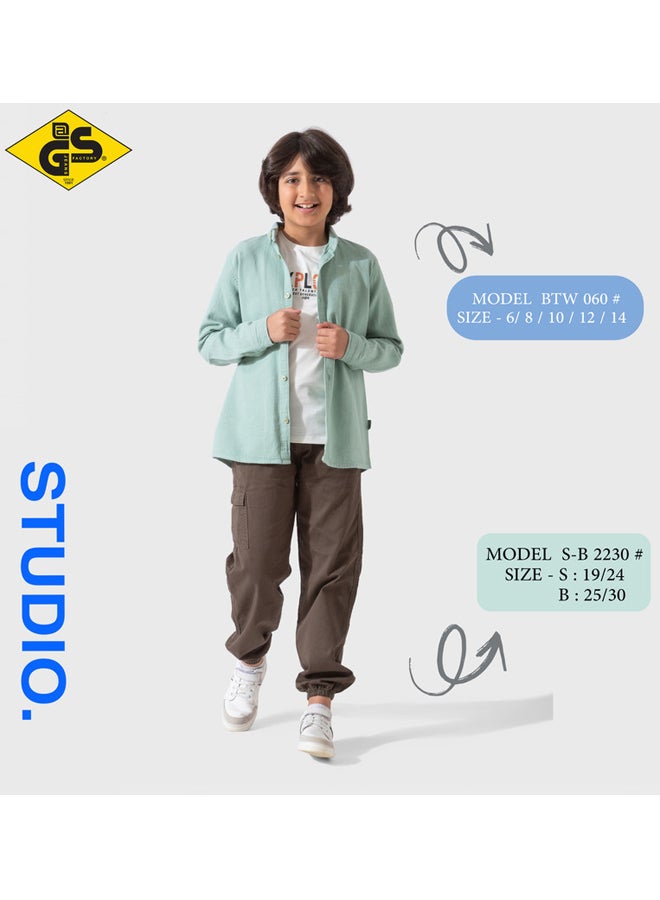 جي@إس قميص كتان صيفي للأولاد مع تيشيرت قطني