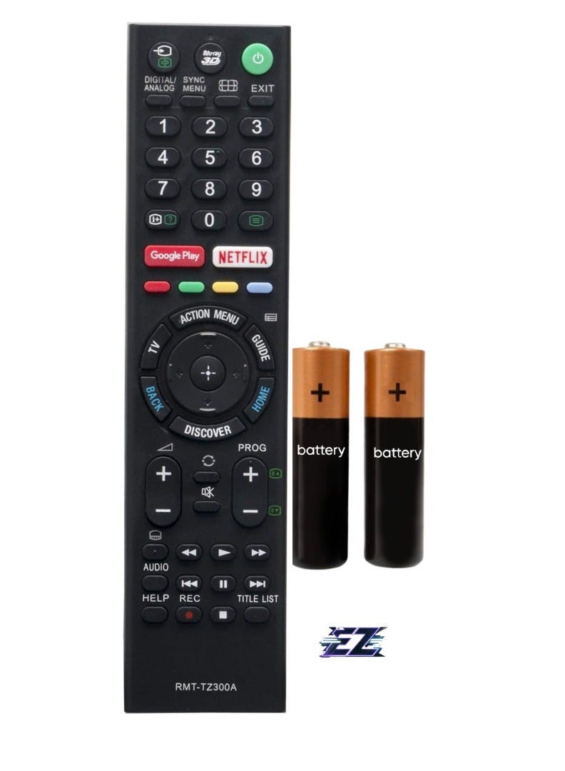 PopZa "New Remote Control RMT-TZ300A for Sony Smart TV with Netflix and Google Play - Includes Battery" - Image 1