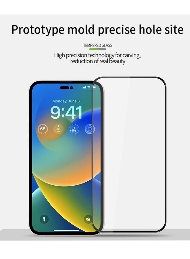 BORTONY Tempered Glass Screen Protector (14 Pro) Film Full Coverage Edge to Edge Case Friendly 9D Screen Protector For Apple iPhone 14 Pro 6.1'' Clear/BLACK - Image 4