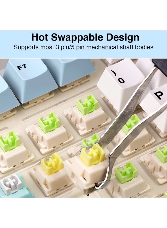 AULA F75 75% Wireless Mechanical Keyboard, Hot Swappable Creamy Keyboard, Pre-lubed Reaper Switches RGB Backlit Gaming Keyboards, 2.4GHz/Type-C/BT5.0 - White (White Contourlines Star Switch) - Image 5