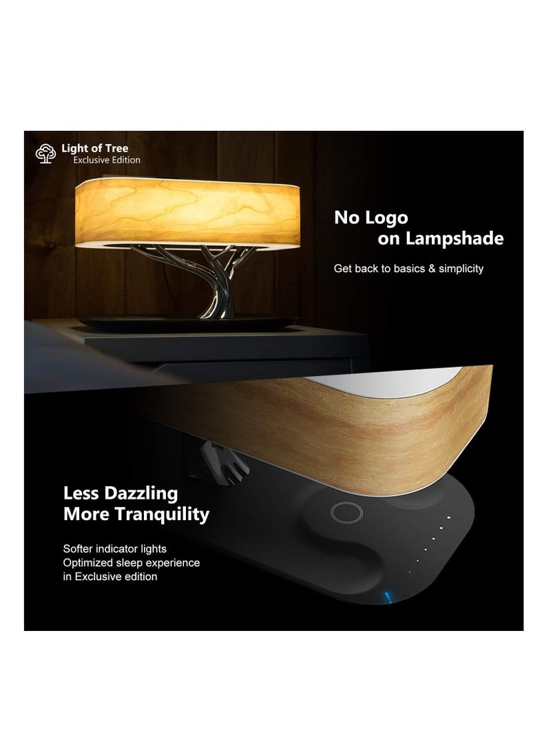 Bedside Table Lamp Built-in Bluetooth Speaker and Wireless Charger, Stepless Dimming Touch Desk Lamp with Sleep Mode Function Ideal for Bedroom, Office, Living Room