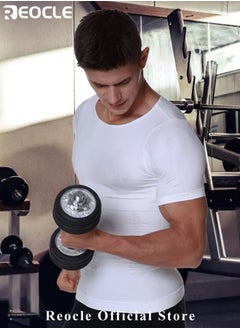 REOCLE Men's Shaper Compression Shirt Undershirt Slimming Tank Top Workout Vest Abdomen Slim Body Shaper Athletic Compression Shirts  - Image 2