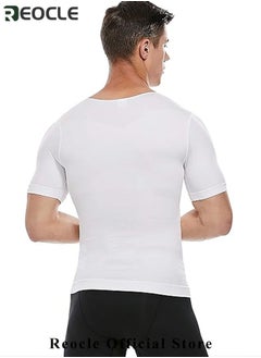 REOCLE Men's Shaper Compression Shirt Undershirt Slimming Tank Top Workout Vest Abdomen Slim Body Shaper Athletic Compression Shirts  - Image 3