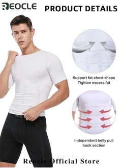 REOCLE Men's Shaper Compression Shirt Undershirt Slimming Tank Top Workout Vest Abdomen Slim Body Shaper Athletic Compression Shirts  - Image 4