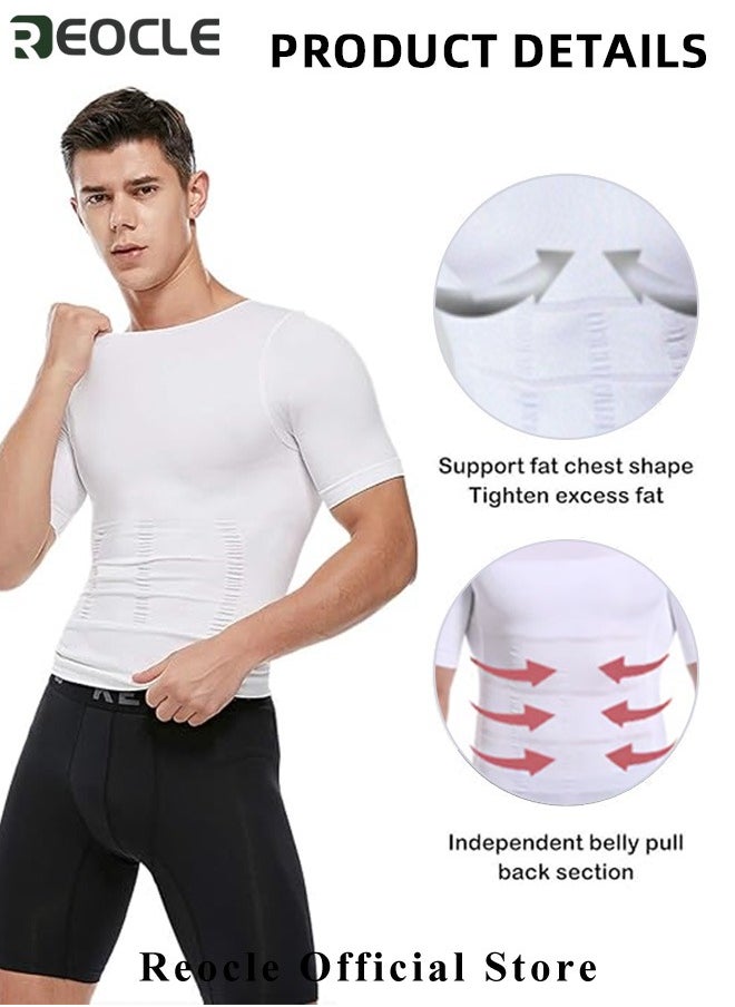 REOCLE Men's Shaper Compression Shirt Undershirt Slimming Tank Top Workout Vest Abdomen Slim Body Shaper Athletic Compression Shirts  - Image 4