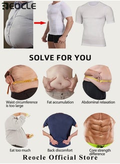 REOCLE Men's Shaper Compression Shirt Undershirt Slimming Tank Top Workout Vest Abdomen Slim Body Shaper Athletic Compression Shirts  - Image 5