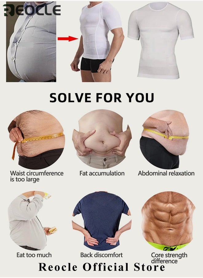 REOCLE Men's Shaper Compression Shirt Undershirt Slimming Tank Top Workout Vest Abdomen Slim Body Shaper Athletic Compression Shirts  - Image 5