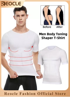 REOCLE Men's Shaper Compression Shirt Undershirt Slimming Tank Top Workout Vest Abdomen Slim Body Shaper Athletic Compression Shirts  - Image 1