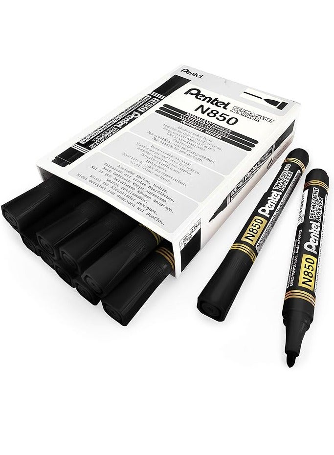 Pentel N860 Permanent Marker Chisel Tip Pack of 8 Black - Image 1