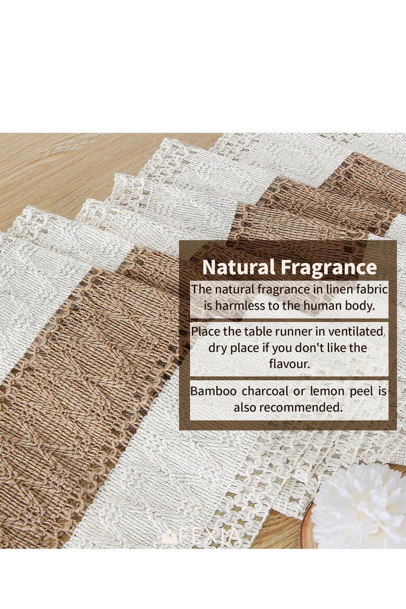Hoasis Table Runner for Fall Home Decor with Tassels ,Farmhouse Rustic Table Runner ,Burlap Table Decoration for Living Room , Rustic Woven Cotton Crochet Lace(30x183cm) - Image 3