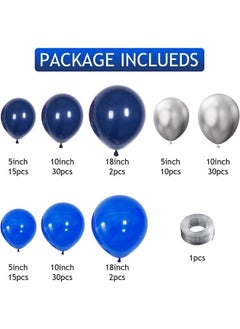 NIBEMINENT 120-PCS Blue Silver Latex Decorative Balloon Arch Garland Set - Perfect for Graduation Baby Shower Wedding Birthday Bachelorette Party Backdrop Decoration - Suitable for Indoor and Outdoor  - Image 2