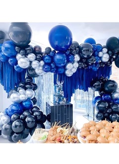 NIBEMINENT 120-PCS Blue Silver Latex Decorative Balloon Arch Garland Set - Perfect for Graduation Baby Shower Wedding Birthday Bachelorette Party Backdrop Decoration - Suitable for Indoor and Outdoor  - Image 1