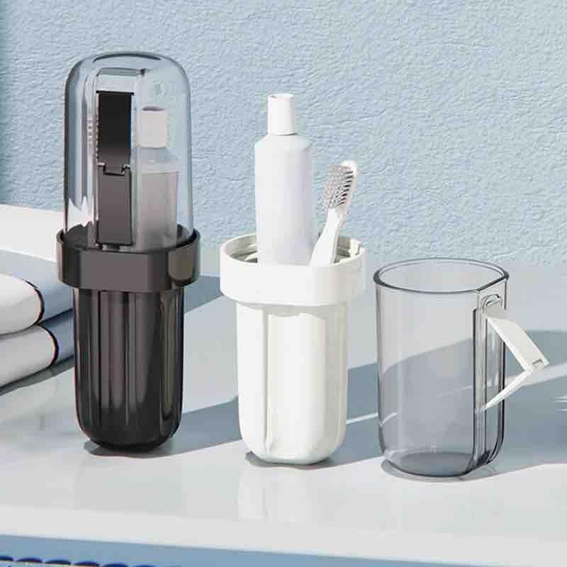 CLICKSWIFT علبة تخزين فرشاة الأسنان ومعجون الأسنان 2 في 1 من كليك سويفت، علبة فرشاة أسنان محمولة، كوب فرشاة أسنان، حاوية قابلة للإزالة للسفر، المنزل 1 قطعة متعددة الألوان - Image 2