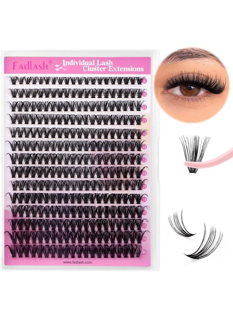 فادلاش Fadlash DIY Lash Cluster individual Eyeslash Extension Volume Lash Clusters Thick Band Wispy Natural Eyelash Extension,Large Tray (40D-0.07-D, 8-16mm) - Image 1