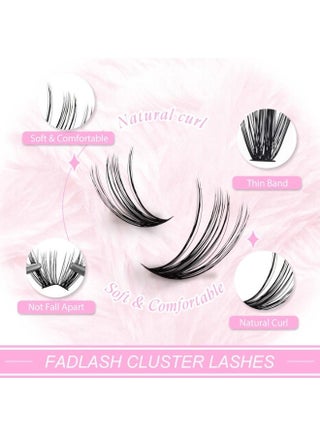 Fadlash DIY Lash Cluster individual Eyeslash Extension Volume Lash Clusters Thick Band Wispy Natural Eyelash Extension,Large Tray (40D-0.07-D, 8-16mm) - view 2