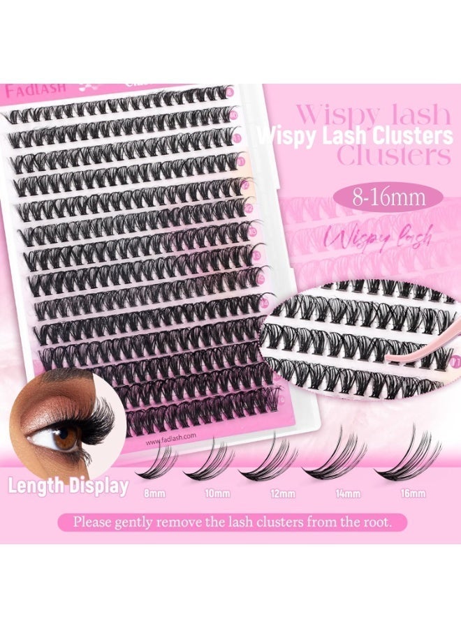 فادلاش Fadlash DIY Lash Cluster individual Eyeslash Extension Volume Lash Clusters Thick Band Wispy Natural Eyelash Extension,Large Tray (40D-0.07-D, 8-16mm) - Image 4