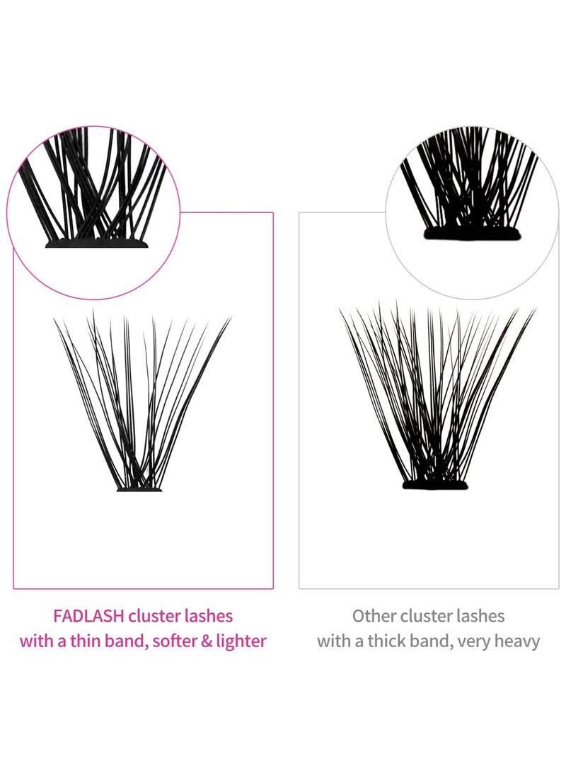 FADLASH Fadlash DIY Lash Cluster individual Eyeslash Extension Volume Lash Clusters Thick Band Wispy Natural Eyelash Extension,Large Tray (40D-0.07-D, 8-16mm)  - Image 5