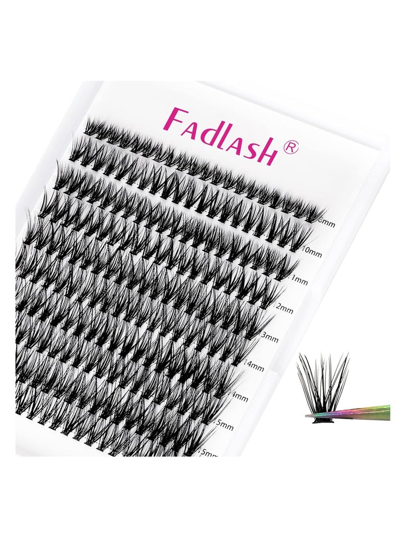 FADLASH Fadlash DIY Lash Cluster individual Eyeslash Extension Volume Lash Clusters Thick Band Wispy Natural Eyelash Extension,Large Tray (40D-0.07-D, 8-16mm)  - Image 1