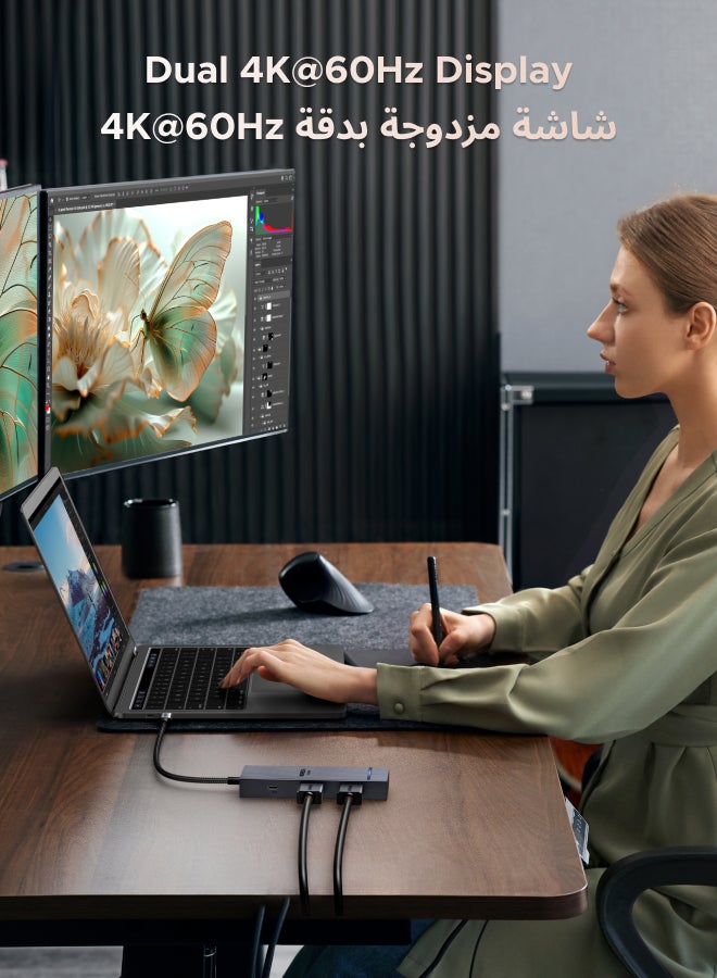 Ugreen Revodok USB C Hub 10 in 1 Dual HDMI 4K@60Hz Display Docking Station 100W Fast Charging, 1000Mbps Network Hub  USB A 3.0+USB A 3.2+2USB C 3.2 10Gbps Data Transfer SD Card Reader for Macbook Pro | - Image 5