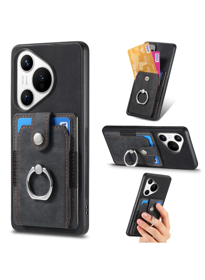 S-TOP Case For Huawei Pura 70 Retro Skin-feel Ring Card Wallet Phone Case - Image 1
