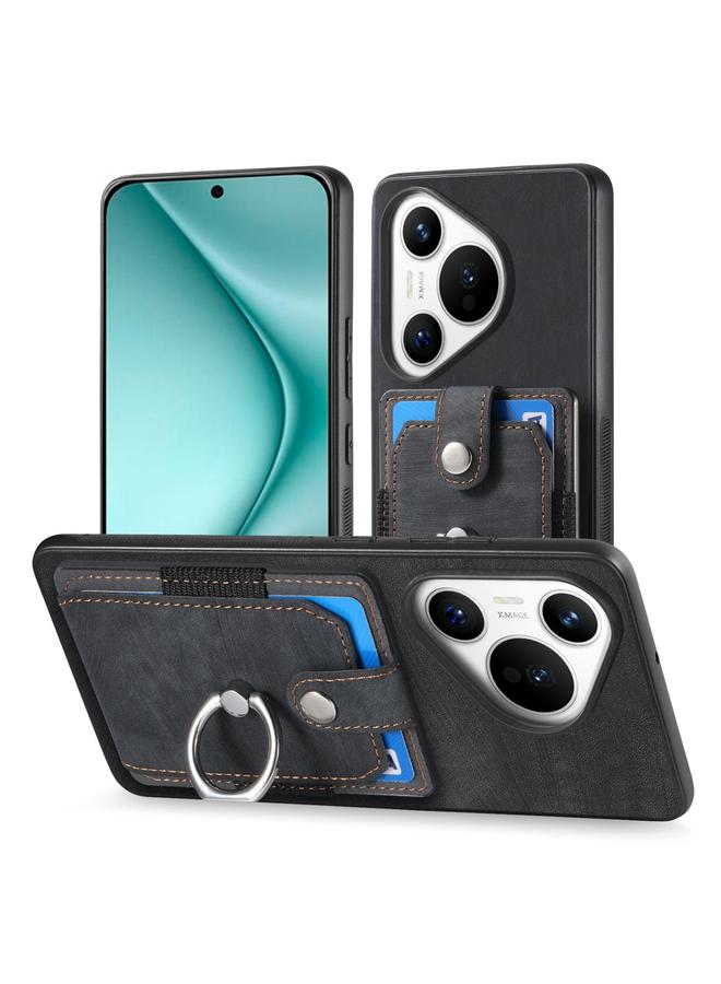 S-TOP Case For Huawei Pura 70 Retro Skin-feel Ring Card Wallet Phone Case - Image 2