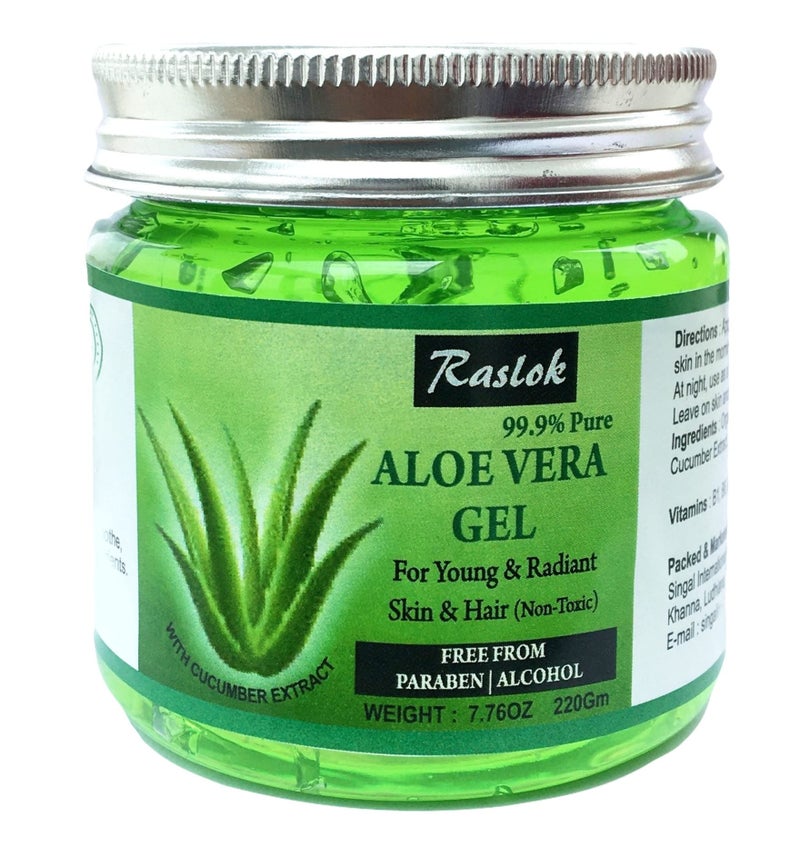 Raslok Aloe Vera Gel Pure Natural Organic Aloe Gel For Moisturizing Face Skin Hair Care Hibiscus 776 OZ