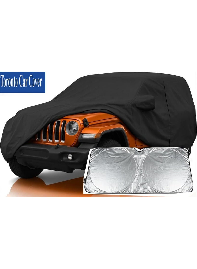 6 Layers Car Cover Custom Fit for Jeep Wrangler 4 Dr/Unlimited 4 Door JK JL, Waterproof All Weather for Automobiles, Outdoor Full Cover Rain Sun UV Protection