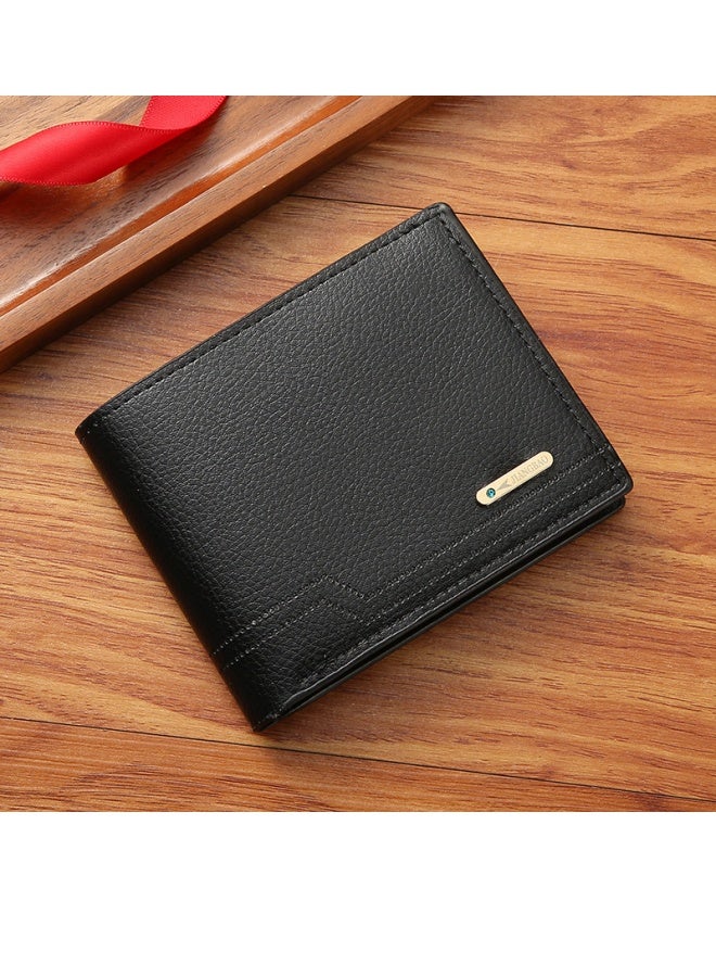 Fashionable Men's Short Wallet, Multifunctional, Lightweight and Compact, Wear - resistant Coin Purse, Black  - Image 1