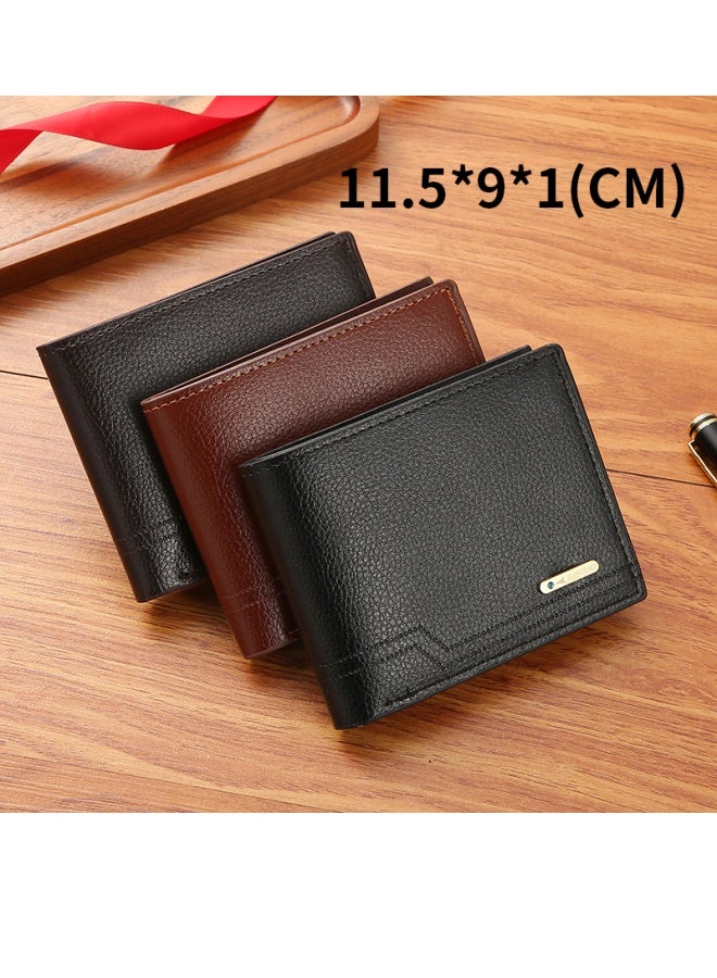 Fashionable Men's Short Wallet, Multifunctional, Lightweight and Compact, Wear - resistant Coin Purse, Black  - Image 2
