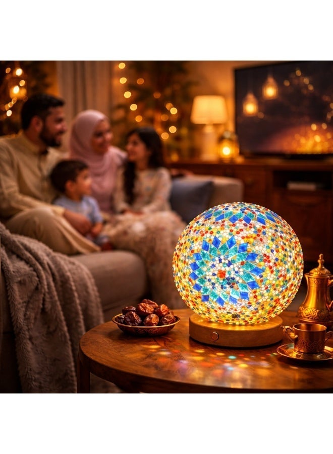 أولودينيز  ضوء الليل الباروكي لشهر رمضان والحر بأسلوب بوهيمي: مصباح طاولة شحن بزجاج ديكوري - Image 1