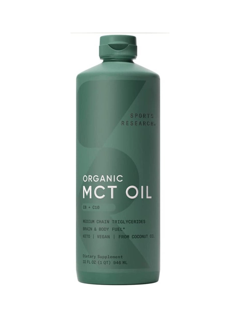 SPORTS RESEARCH - Sports Research Organic MCT Oil derived from Non-GMO Organic Coconuts Unflavored 32oz - Image 1