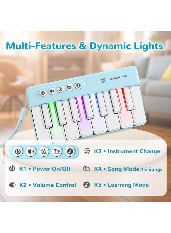 Kids Mini Piano Toy with Lighting Effects, Portable Travel Piano Keyboard Toddlers Musical Instrument Learning Toys, Music Interactive Birthday Gift for 3+ Year Old Children - Image 2