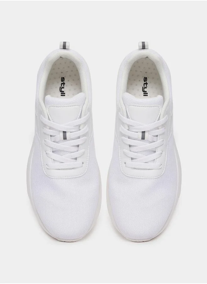 Styli Knitted Lightweight Lace Up Sneakers