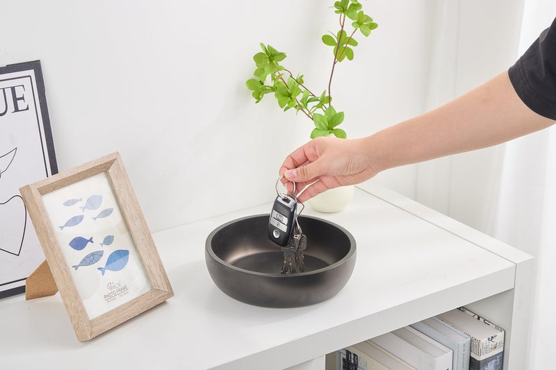Aotea Crafts - 7.9" Concrete Key Bowl for Entryway Table Decor - Modern Industrial & Minimalist Decorative Key Holder Bowl for Keys- Charcoal Black- Smooth Texture - Sealed & Durable - Image 4