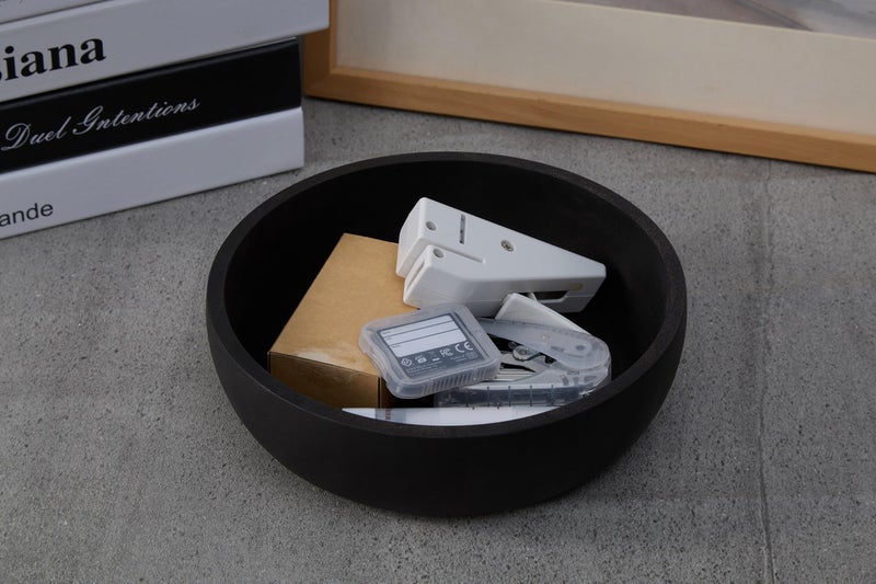 Aotea Crafts - 7.9" Concrete Key Bowl for Entryway Table Decor - Modern Industrial & Minimalist Decorative Key Holder Bowl for Keys- Charcoal Black- Smooth Texture - Sealed & Durable - Image 5