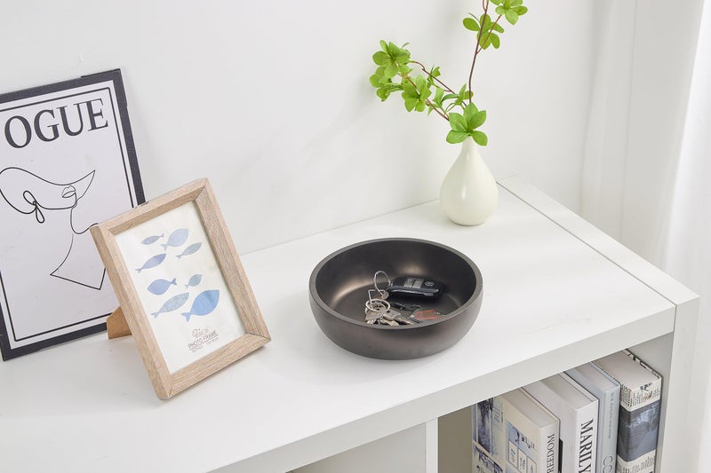 Aotea Crafts - 7.9" Concrete Key Bowl for Entryway Table Decor - Modern Industrial & Minimalist Decorative Key Holder Bowl for Keys- Charcoal Black- Smooth Texture - Sealed & Durable - Image 3