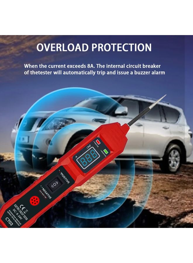 Universal Automotive Circuit Tester Kit 6 24V Voltage Display LED Buzzer Alert Red for Cars Motorcycles - Image 5