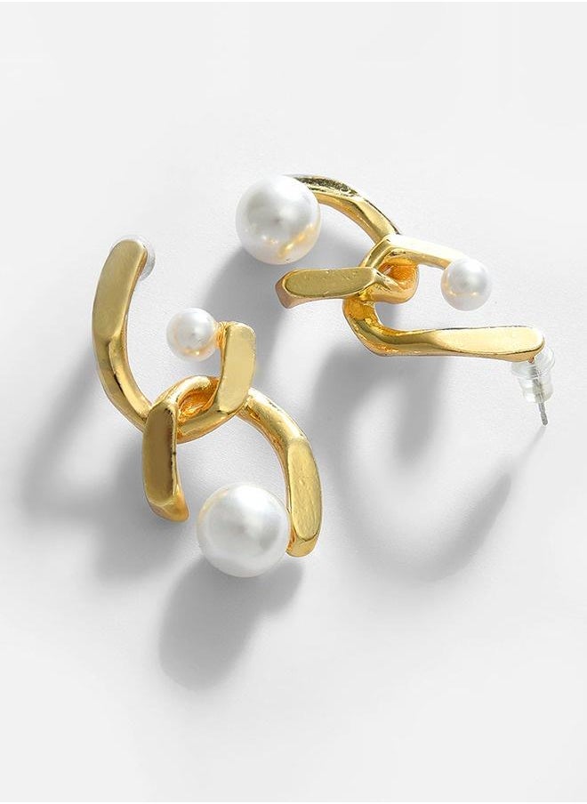 PRASHA - Gold Plated Pearl Beaded Drop Earring - Image 1