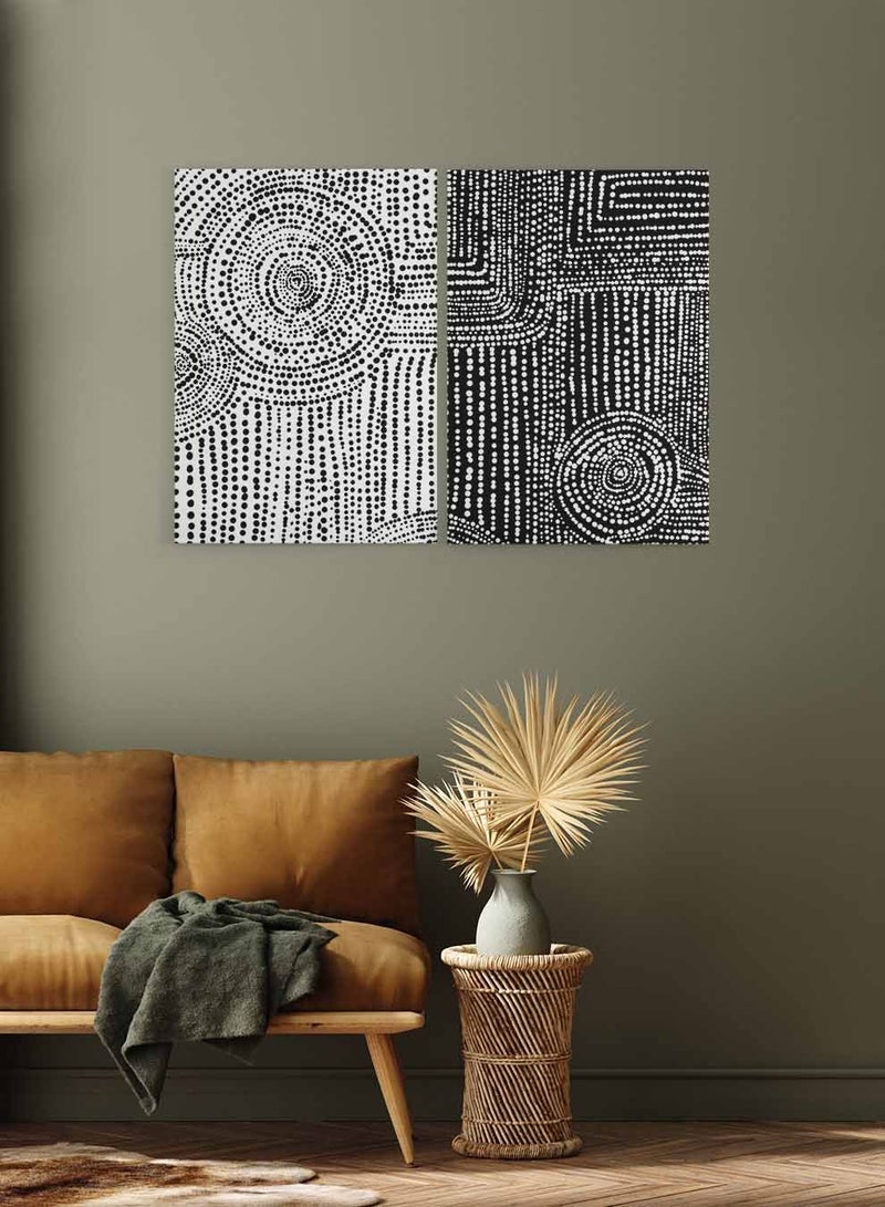 لوحة طقم من لوحتين كانفاس على إطار خشبي، تصميم نقاط دائرية، للمنزل، غرفة المعيشة، المكتب، الديكور - Image 3