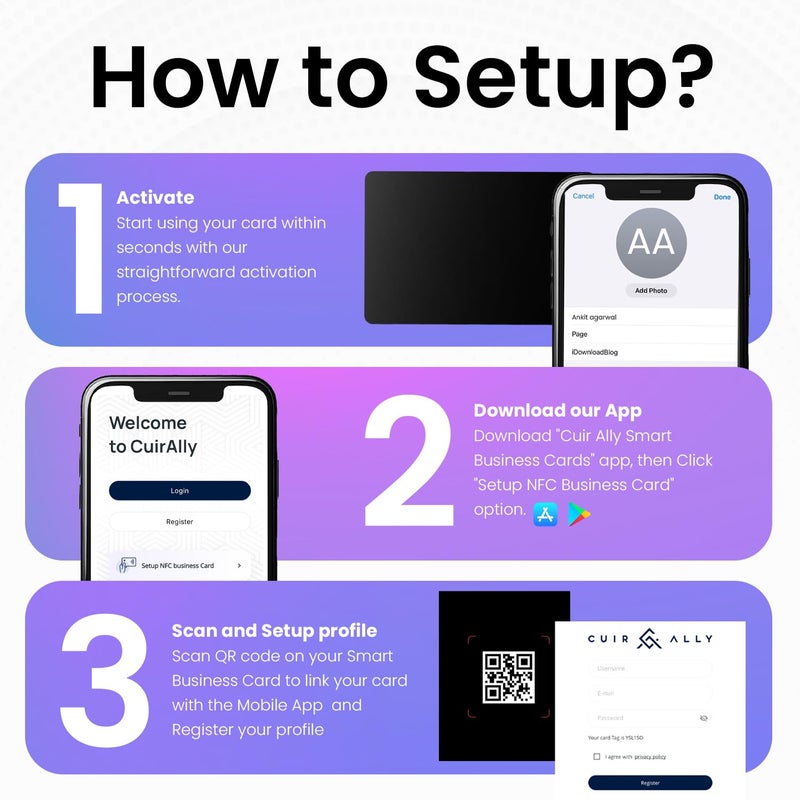 CUIR ALLY Premium NFC Business Card - Contactless Technology for Easy Networking and Data Sharing (White Card - Pack of 10) - Image 5