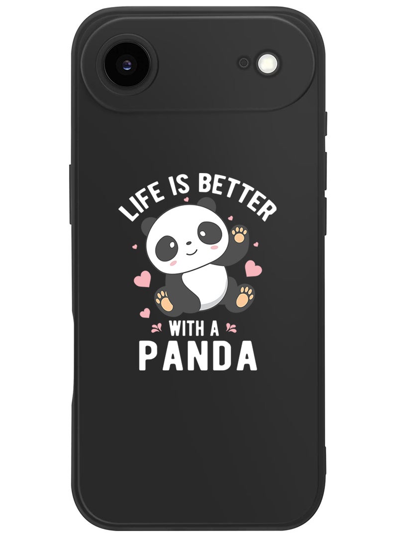 Theodor Protective Slim Fit Case Liquid Silicone Cover with Full Body Protection Anti-Scratch Shockproof Case For Apple iPhone 17 Air (Black) Life is better with panda - White - Image 1