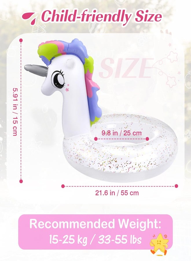 HeySplash Inflatable Pool Float, 21.6 Inch Toddler Pool Float, Unicorn Pool Toys with Sparkling Sequins, Swimming Ring for Swimming Pool, Summer Beach, Lake, Party Decor, White - Image 5
