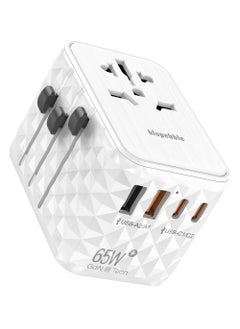 blupebble Passport 2.1 World Travel Adapter with 2 USB-C, 2 USB-A ports, 65W PD Fast Charge and 60W QC 3.0 Charging Max for EU, UK, USA, AU for Multi Countries  - Image 1