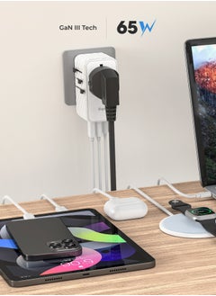 blupebble Passport 2.1 World Travel Adapter with 2 USB-C, 2 USB-A ports, 65W PD Fast Charge and 60W QC 3.0 Charging Max for EU, UK, USA, AU for Multi Countries  - Image 5