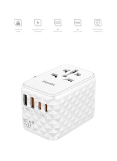 blupebble Passport 2.1 World Travel Adapter with 2 USB-C, 2 USB-A ports, 65W PD Fast Charge and 60W QC 3.0 Charging Max for EU, UK, USA, AU for Multi Countries  - Image 4