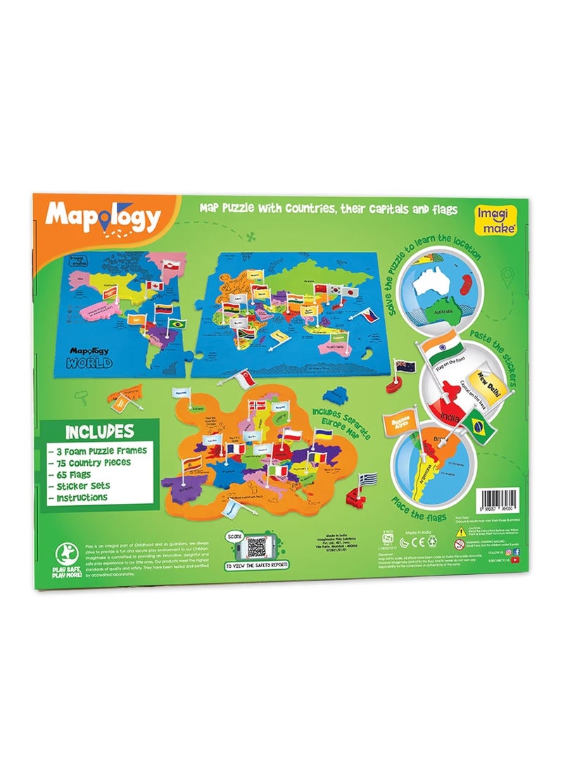 لعبة بازل خريطة العالم من Mapology (مع أعلام الدول وعواصمها) للأطفال بعمر 5 سنوات فما فوق | أحجيات تركيب على شكل خرائط الدول | ألعاب تعليمية وتثقيفية في الجغرافيا للأولاد والبنات | - Image 4