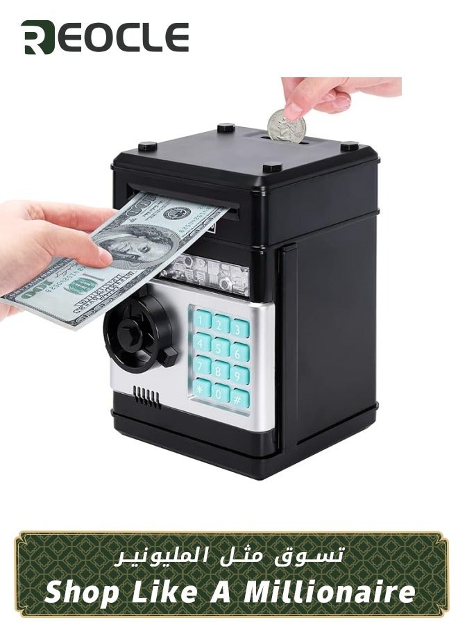 REOCLE Mini ATM Savings Piggy Banks Toys for Real Money Save Electronic ATM Machine Coin Bank Money Saver Digital Password Cash Safe Box Gifts for for Kids Girls Boys Adults - Image 1