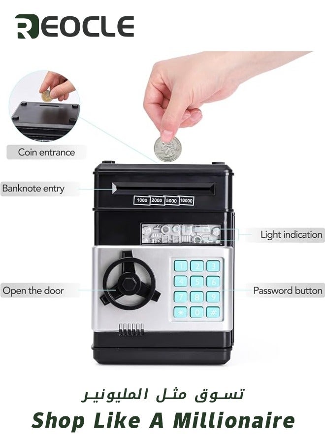 REOCLE Mini ATM Savings Piggy Banks Toys for Real Money Save Electronic ATM Machine Coin Bank Money Saver Digital Password Cash Safe Box Gifts for for Kids Girls Boys Adults - Image 2