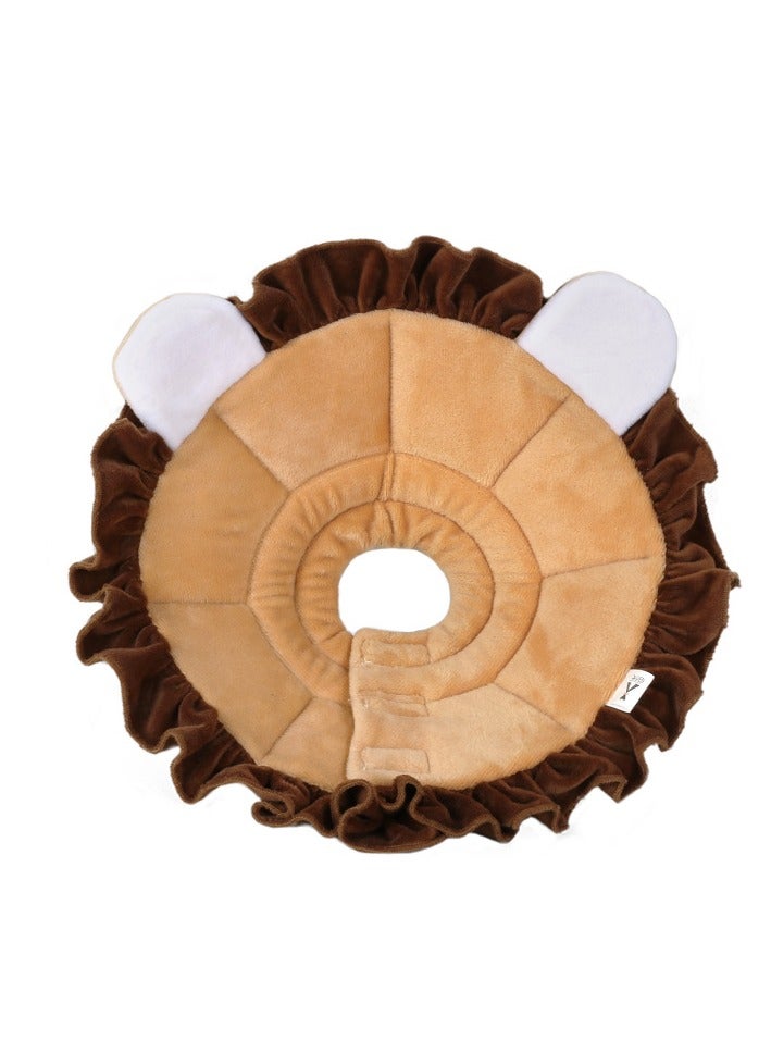 عام طوق إليزابيث على شكل أسد لمنع الحيوانات من لعق أو عض نفسها أثناء التنظيف، يُستخدم كغطاء رأس للحيوانات الأليفة، متوفر بمقاسات متعددة. - Image 1